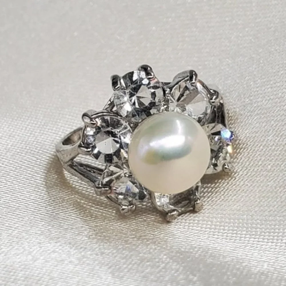FP Jewelry Designer Silver Ring Large Freshwater Natural Pearl Crystals